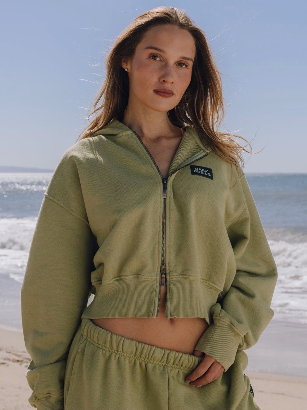 Daily Drills Heavyweight double zip  hoodie
Matcha green XS/S